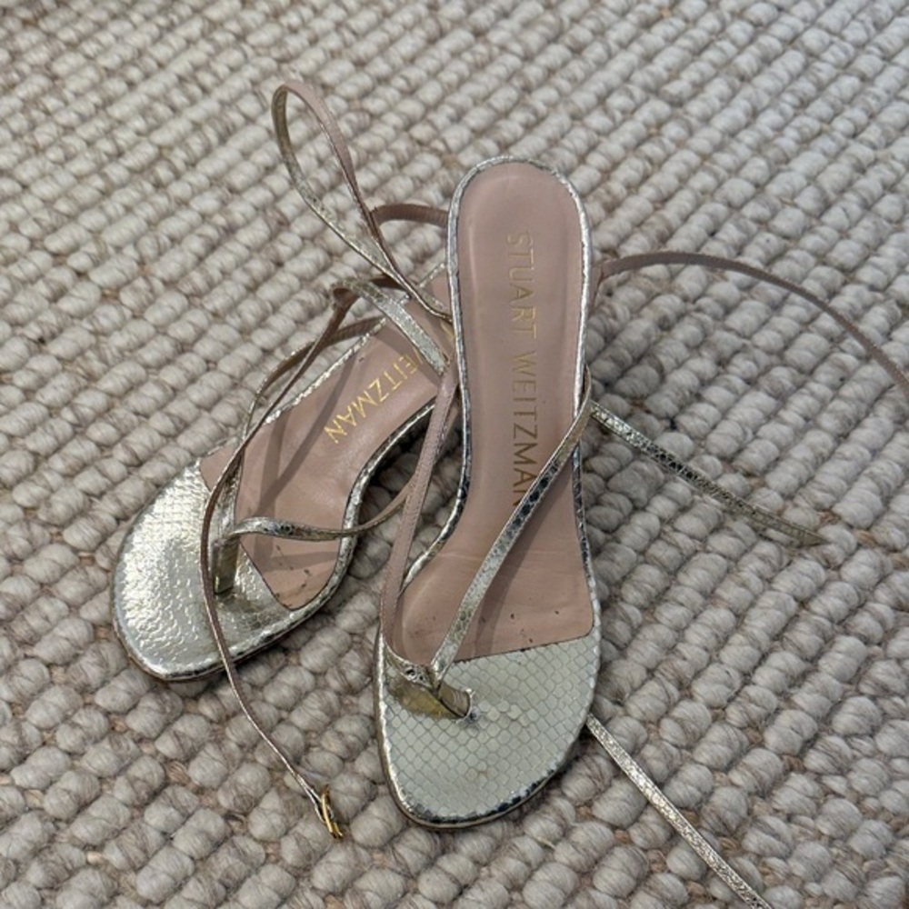 Stuart Weitzman Metallic Snakeskin Sandals